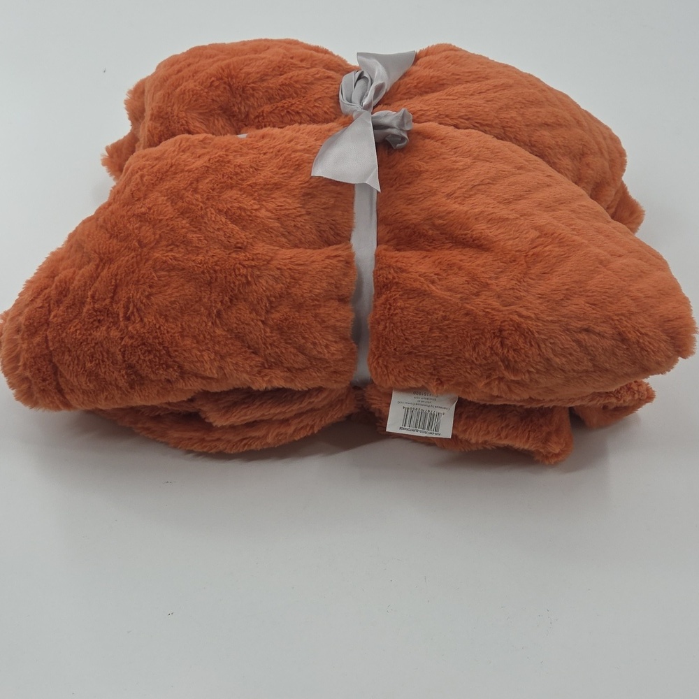 Luxurious Orange "Cathy Spice" Faux Fur Throw Blanket - Picture 12 of 15